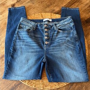 KanCan High Rise Distressed Blue Jeans